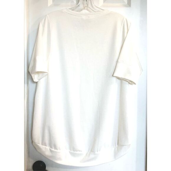 SEW IN LOVE - 🎉HP🎉 NWOT - L Sz Small Banded Hem White Tee. OVERSIZED - Picture 9 of 10